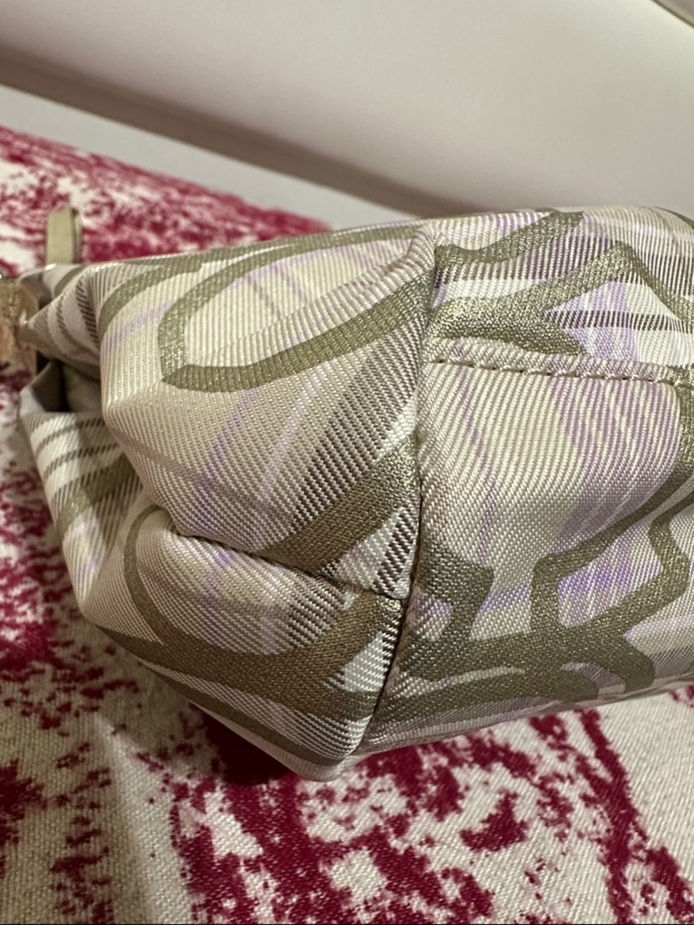 COACH Metallic Beige & Lilac Plaid Signature Shoulder Bag - Picture 8 of 16